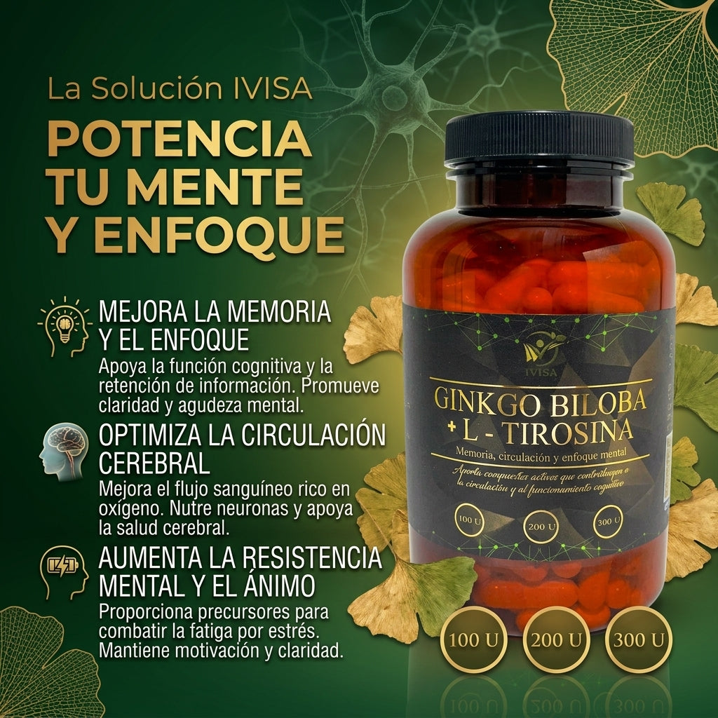 GINKGO BILOBA + L TIROSINA (CEREBRO / MEMORIA / ENFOQUE)