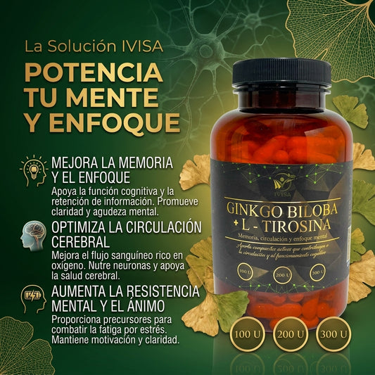 GINKGO BILOBA + L TIROSINA (CEREBRO / MEMORIA / ENFOQUE)
