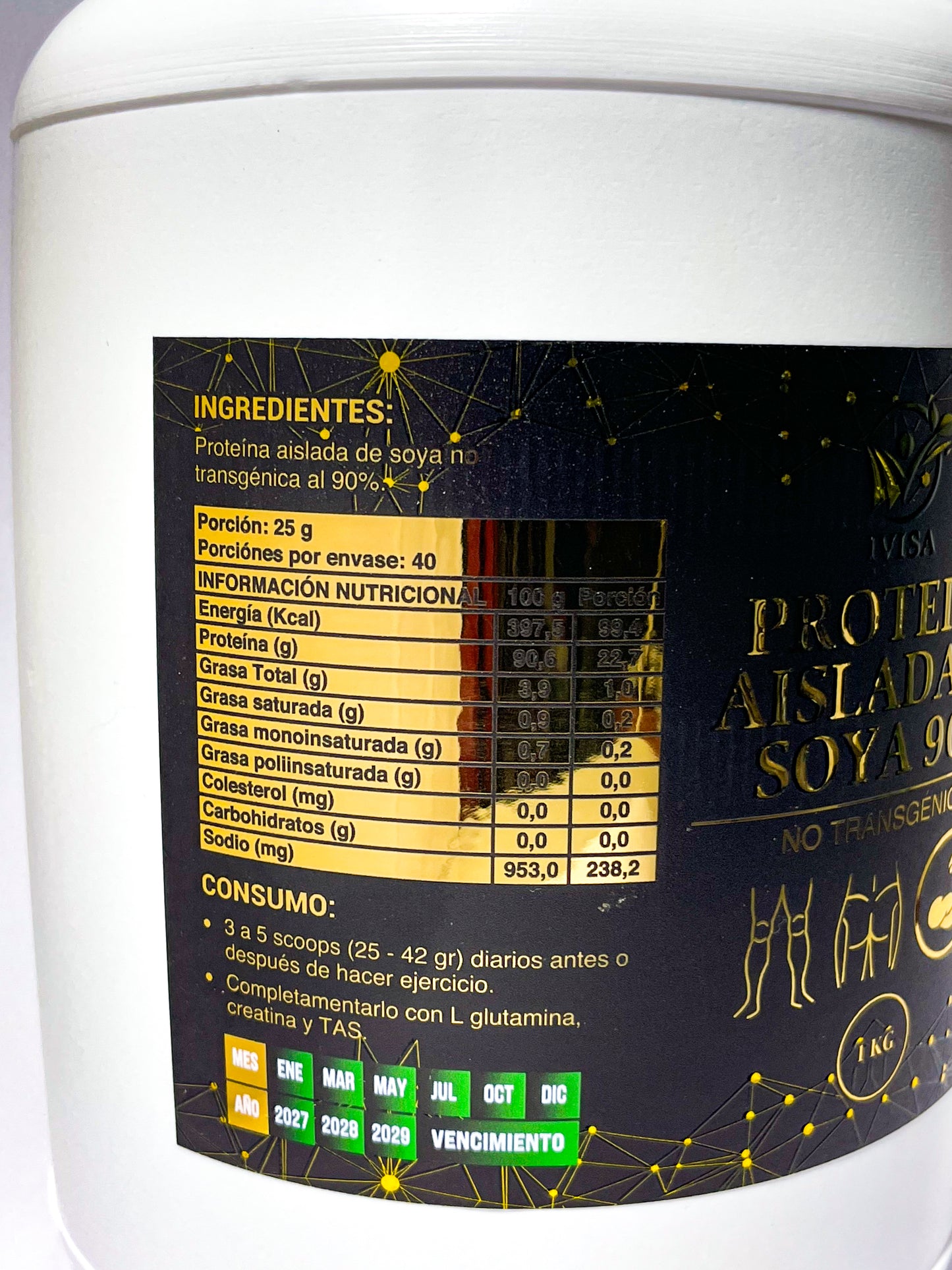 PROTEINA AISLADA DE SOYA 90% NO TRANSGÉNICA (RENDIMIENTO DEPORTIVO / MUSCULAR)