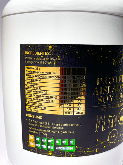 PROTEINA AISLADA DE SOYA 90% NO TRANSGÉNICA (RENDIMIENTO DEPORTIVO / MUSCULAR)