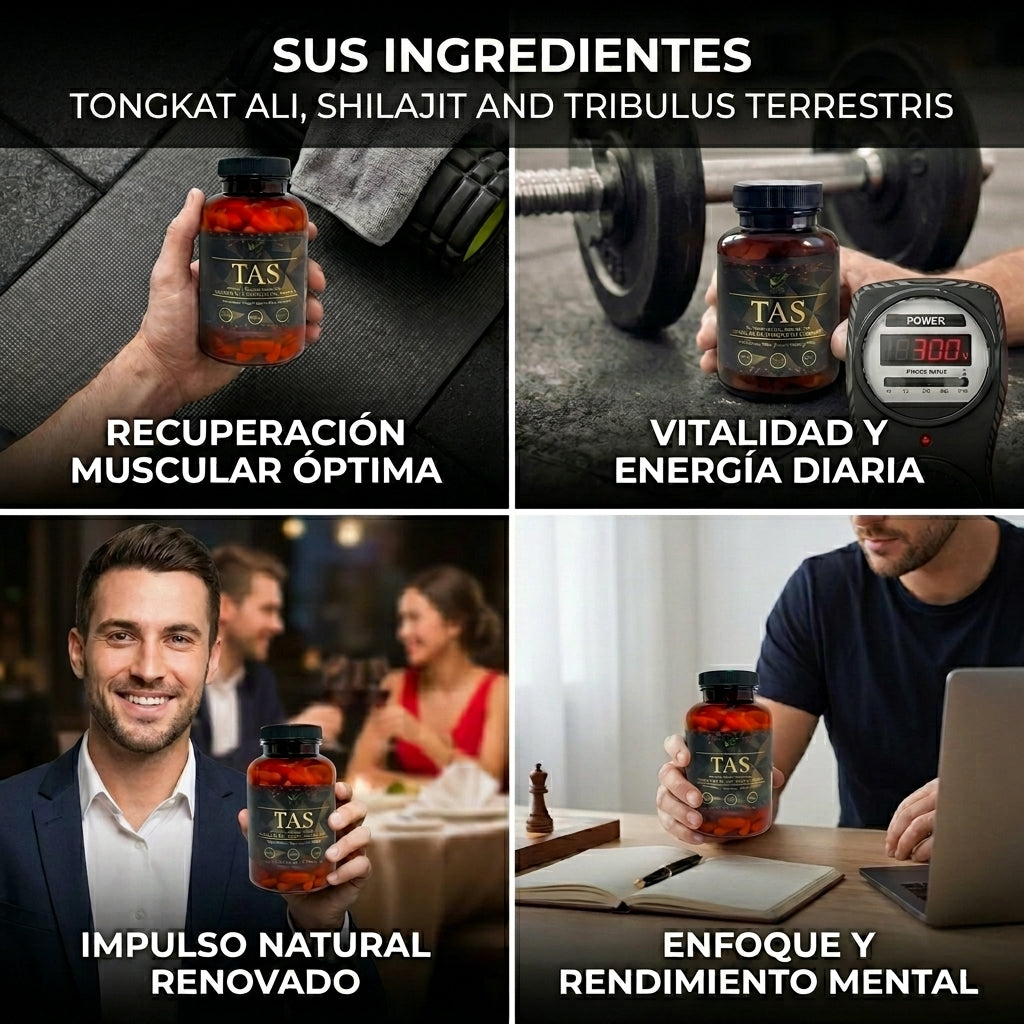 TAS - VIGORINZANTE NATURAL (Tongkat Alí+Shilajit+Tribulus Terrestris)